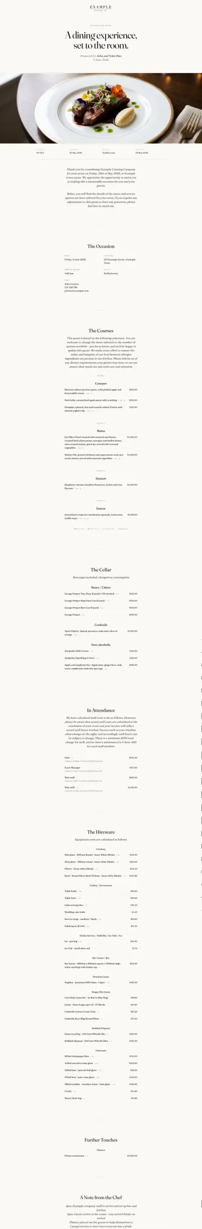 A Puree fine dining quote